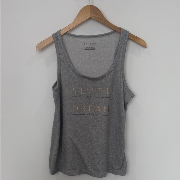 Danskin Other - Danskin Heather Gray Sleep Tank – Gold Accents Lounge Top (Size Medium) 🌙✨